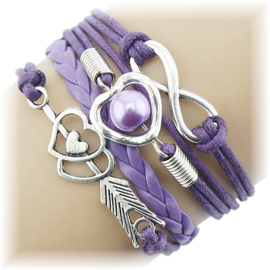 Fako Bijoux® - Bracelet Multi - Coeur Infini Cupidon - Violet