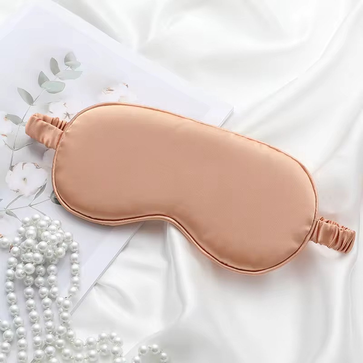 Linnen & Silk Zijden Slaapmasker OEKO-TEX Standard 100 22 Momme 100% 6A Pure Silk Slaapoogmasker - Satin Champagne