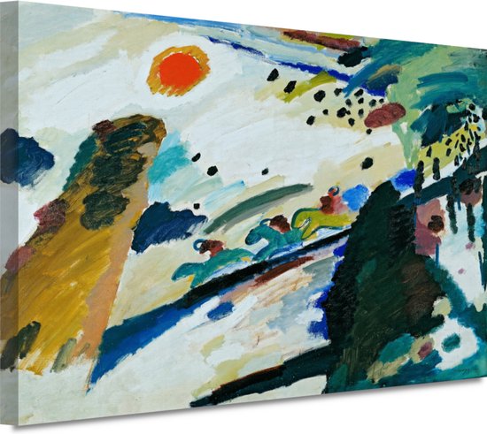 Romantisch landschap - Wassily Kandinsky portret - Abstractie schilderij - Canvas schilderijen Oude Meesters - Muurdecoratie klassiek - Canvas schilderijen woonkamer - Slaapkamer muurdecoratie 90x60 cm