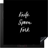 KitchenYeah® Inductie beschermer 60x60 cm - Knife. Spoon. Fork. - Spreuken - Quotes - Bestek - Kookplaataccessoires - Afdekplaat voor kookplaat - Inductiebeschermer - Inductiemat - Inductieplaat mat