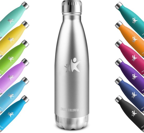 Jarlson Mali Children's Drinking Bottle, Stainless Steel, Thermos Bottle, BPA-Free, Water Bottle, Thermos, Thermos, 500 ml, Blue