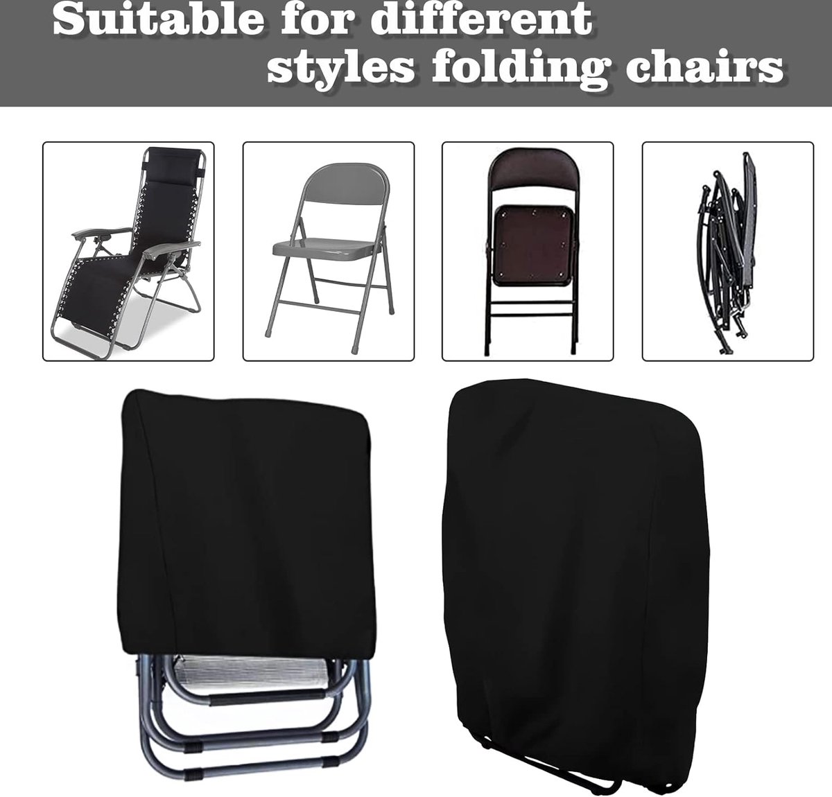 Housse De Protection Pour Chaise Longue/Chaise Pliante - Imperméable Et Anti-UV - Tissu Oxford 210D - Dimensions 110x71 Cm - Lot De 2 Avec Sac