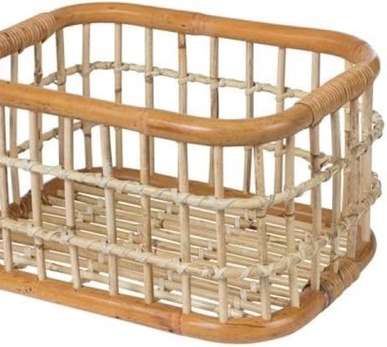 Fietskrat Rotan Green Life Medium Voorop Natural Bruin Met Snelle Bevestiging Fietskrat van Basil — afbeelding 2