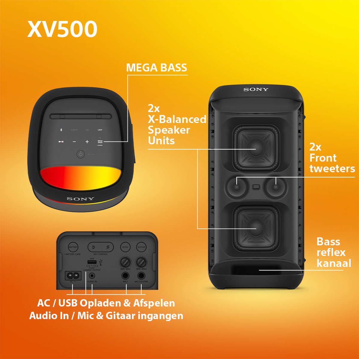 Sony SRS-XV500 - Bluetooth Partybox - Zwart – foto 6