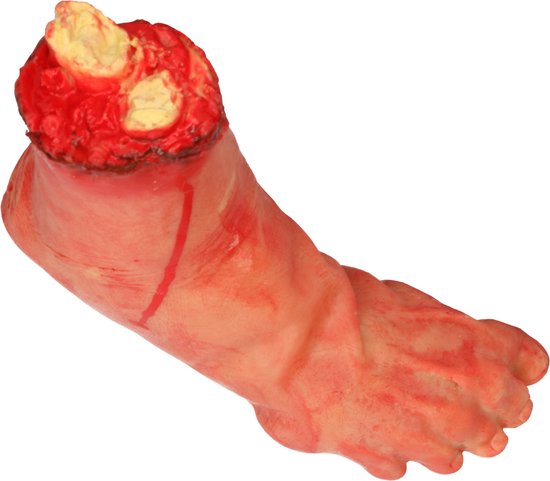 Erfurth Halloween bloederige nep voet - 17 x 20 cm - kunststof - enge/griezelige decoraties