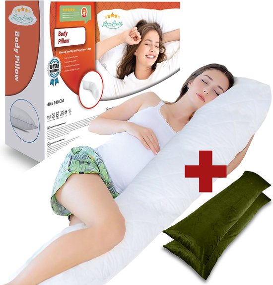 Foto: Earkings zwangerschapskussen zijslaapkussen 140x80cm u vorm met afneembare hoes body pillow donkergrijs