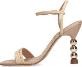 Sacha - Dames - Beige sandalen met goudkleurige hak - Maat 42