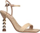 Sacha - Dames - Beige sandalen met goudkleurige hak - Maat 39