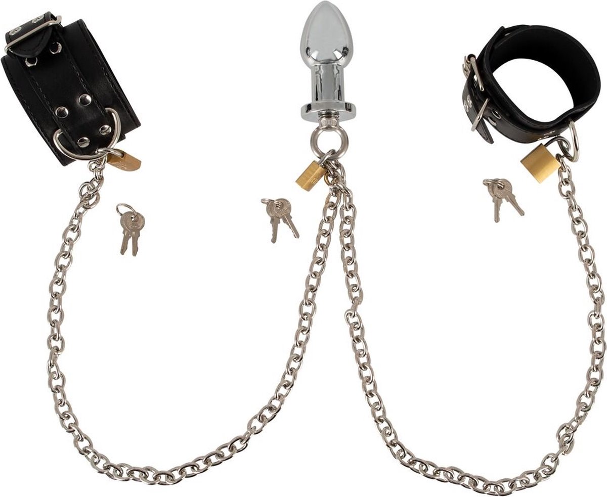 Goedkoopste Bondage Set met Anaalplug en Verstelbare Handboeien - BDSM Kit - SM Kit - Bondage Kit - Bondage Toys - BDSM Speeltjes - Sex Toy - Seksspeeltje
