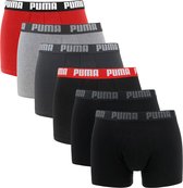 Puma Basic Heren Boxer 6-pack - Grijs/Rood/Zwart - Maat XXL