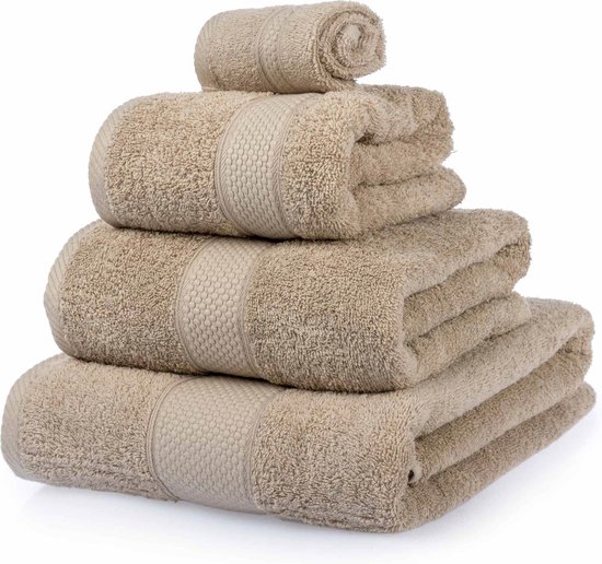 Homescapes badstof handdoekenset 4 stuks 100% katoen beige
