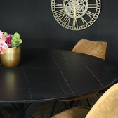 Eettafel rond 130cm Jenna marmerlook zwart ronde tafel