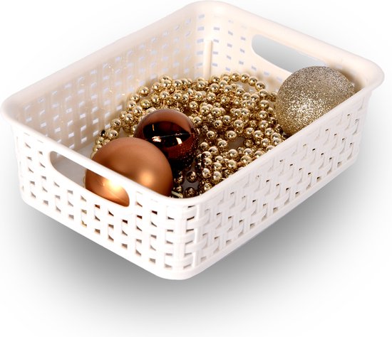 Opbergdoos Wit, 6pcs Doos Kunststof, Duurzaam, Stevig, Hebben Handgrepen Aan Beide Zijden, Plastic Opbergmand voor Keukenrek, Badkamer, Kinderkamer, Kast, Huis Netjes,Appartementen, Kinderkamers