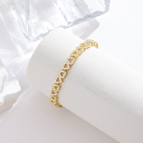 Malinsi Bracelet Femme Luv - Plaqué Or 18 Carats 17-20.5cm Ajustable - Bijoux Bracelets Femme