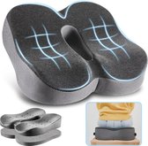 Orthopedisch zitkussen van traagschuim (2 hardheidsgraden), ergonomisch zitkussen voor bureaustoel in hoogte verstelbaar, zitkussen, stoel, anti-aambeien, stuitbeenkussen, zwart