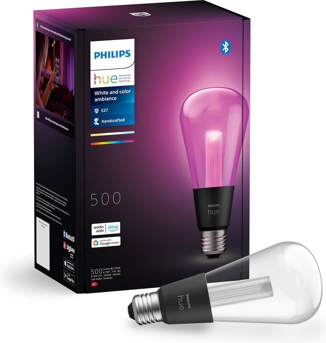 Philips Hue Lightguide edisonlamp ST72 - wit en gekleurd licht - E27 — afbeelding 1