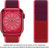 Rode Nylon Horloge Band geschikt voor Apple Watch 1, 2, 3, 4, 5, 6, 7, SE & Nike+, 42mm, 44mm & 45mm "Mannenbreedte" Series Zacht Geweven Nylon 42 mm, 44 mm en 45 mm - Meerdere tinten rood - Maat: zie maatfoto