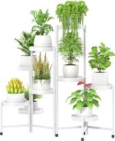 9-laags metalen plantenstandaard bloemenstandaard, meerlaagse plantenkruk bloementrap bloemenbank, bloemenkruk plantentafel voor binnenhoek, woonkamer, balkon, terras, tuin (wit)