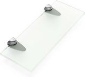 Glazen Planchet, mat glas badkamer wandplank - RVS Hangend veiligheidsglas muurbevestiging badkamerplank badkamerrekje. 200 x 80 mm gesatineerd glas - MultiStrobe