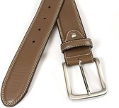 JV Belts Donkere taupe heren riem - heren riem - 4 cm breed - Donker Taupe - Echt Leer - Taille: 110cm - Totale lengte riem: 125cm