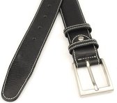 JV Belts Heren broek riem zwart - heren riem - 3.5 cm breed - Zwart - Echt Leer - Taille: 105cm - Totale lengte riem: 120cm