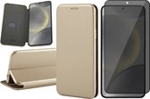 Hoesje geschikt voor Samsung Galaxy S24 Plus - Privacy Screenprotector Volledig Dekkend Glas - Wallet Book Case Goud