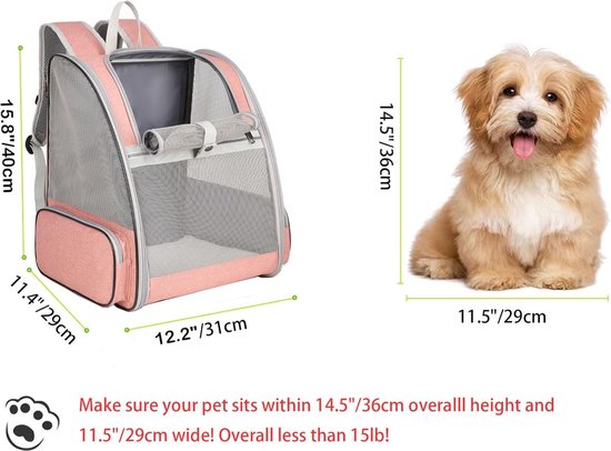 PETCUTE Hondenrugzak, ademend, hondendraagtas, kattenrugzak, opvouwbare huisdierrugzak, wandelrugzak voor kleine honden, katten, blauw