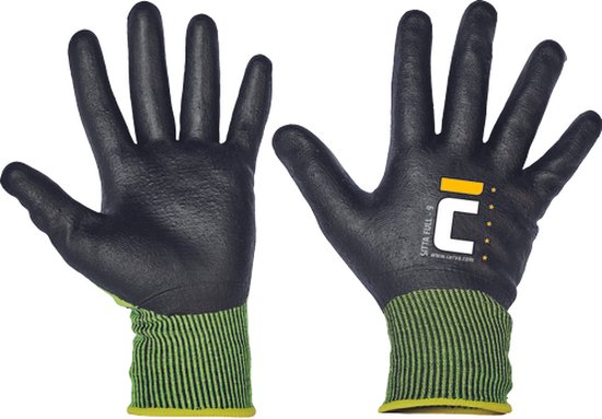Cerva SITTA FULL gloves nitril 01130102 - HV Geel/Zwart - 9