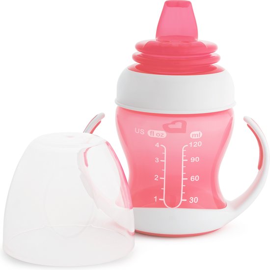 Munchkin Gentle Overgangsbeker - Transition Cup - Anti-lek Beker voor Baby's – Vanaf 4 Maanden - 118ml - Roze - Munchkin