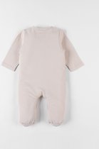 Gestreepte jersey 1-delige pyjama met neushoornprint, beige/baksteenrood