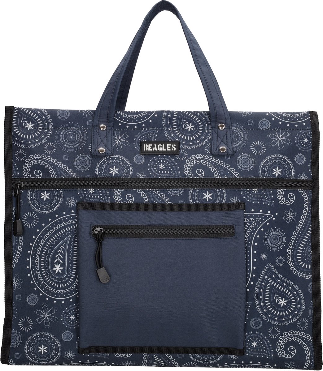 Beagles Shop & Go Boodschappentas - Blauw/wit paisley