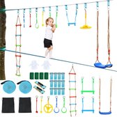 Trendmix Ninja Warrior Set 15 meter met 9 obstakels - Slackline Voor Kinderen - Buiten Speelset - Verstelbare Obstakels - Kleurrijke Speelset