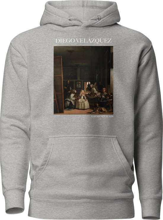 Diego Velázquez 'Las Meninas' ("Las Meninas") Beroemd Schilderij Hoodie | Unisex Premium Kunst Hoodie | Carbon Grey | M