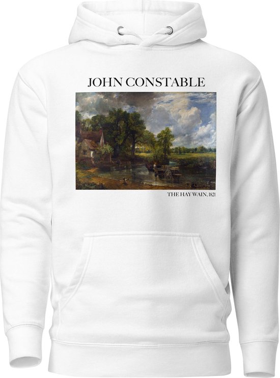 John Constable 'De Hooiwagen' ("The Hay Wain") Beroemd Schilderij Hoodie | Unisex Premium Kunst Hoodie | Wit | M