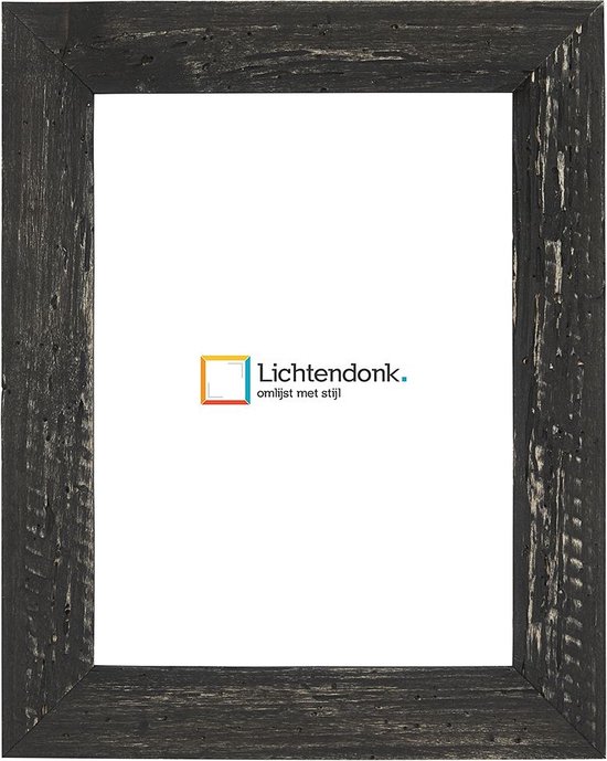 Cadre photo - Cadre photo Zwart Aged Wood - avec de vrais trous de vers à bois - Format photo 20x20 - ACRYLITE non réfléchissant - Art.nr. 1009970520203