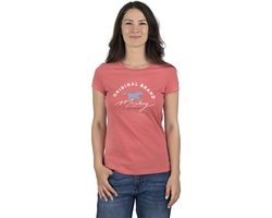 Mustang Dames T-Shirt Alexia C Logo slim fit Rood M Ronde Hals Volwassenen Basic T-shirt met korte mouwen en ronde hals gemaakt van 100% katoen