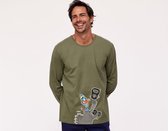 Pyjama Heren Woody Bicolor Bird Weights - Kakigroen