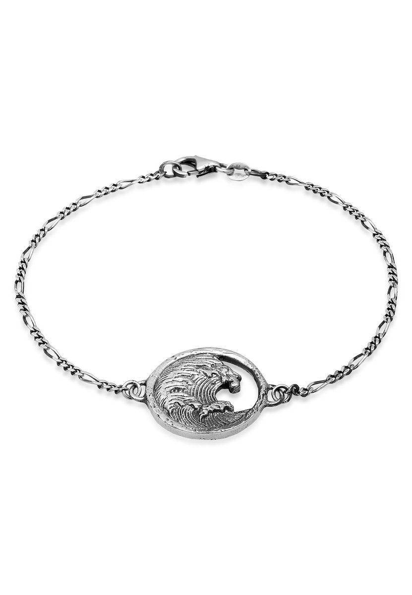Haze & Glory - Armband - HG HAZE & GLORY - Armband heren in 925 Sterling Zilver, sieraden mannen, zilveren armband met geoxideerde Hanger, golf, Tide, 18-19 cm - Heren