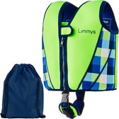 Limmys Premium Neopreen Zwemvest - Kinderreddingsvest - Verstelbaar Veiligheidsharnasontwerp - 8 Verwijderbare Drijvers - Neon Groen - Groot