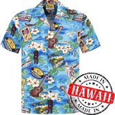 Hawaii Blouse Mannen - Shirt - Hemd "Party op Hawaii" - 100% Katoen - Aloha Shirt - Heren - Made in Hawaii Maat XL