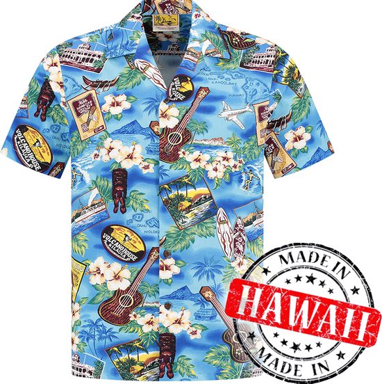 Hawaii Blouse Mannen - Shirt - Hemd - 100% Katoen - Overhemd Heren Korte Mouw - Made in Hawaii "Party op Hawaii" Maat XL