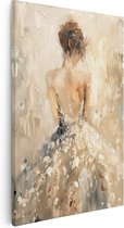 Artaza Canvas Schilderij Kunstwerk van een Vrouw in een Jurk - 60x90 - Muurdecoratie - Foto Op Canvas - Canvas Print