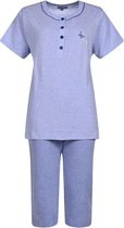 Dames Pyjama - Katoen - Zomer - 3/4 broek - Blauw Gestreept - Maat S