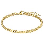 Lucardi Dames Stalen goldplated armband gourmet 4mm - Armband - Staal - Goud - 22 cm