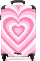 NoBoringSuitcases.com® - Handbagage koffer roze hart - Trolley koffer kinderen - 55x35x25