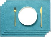 Set de table en tissu lot de 4 sets de table turquoise en lin et Katoen 48 x 33 cm