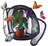 Insect en vlinder habitat kooi zwart opvouwbare bescherming kooi mesh terrarium pop-up 30 x 30 x 30 cm