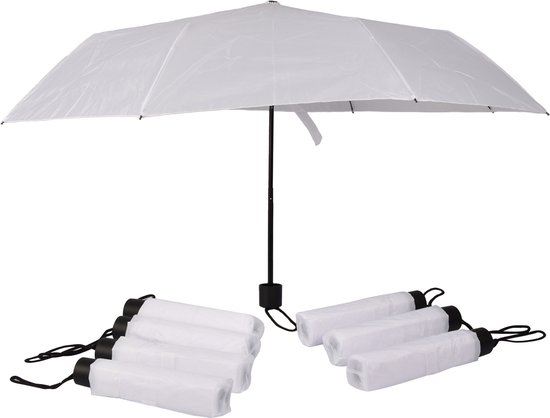 GISPOG Automatische opvouwbare paraplu, witte retro polkadots