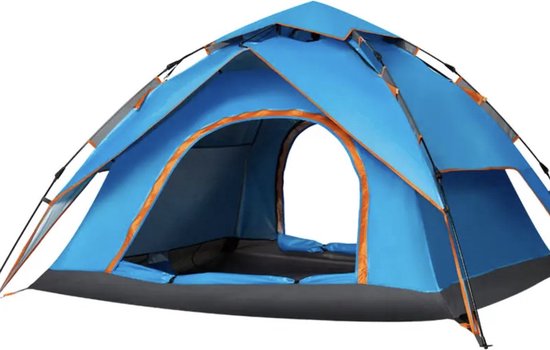 Automatische Pop-up Campingtent voor 3-4 Personen - Waterdicht en Winddicht - Inclusief Grote Draagtas - Ideaal voor Gezinscamping en Buitenactiviteiten - Blauw van Merkloos — afbeelding 3