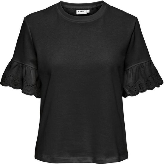 Only T-shirt Onlpennie S/s Emb. Ub Swt 15324587 Black Dames Maat - L